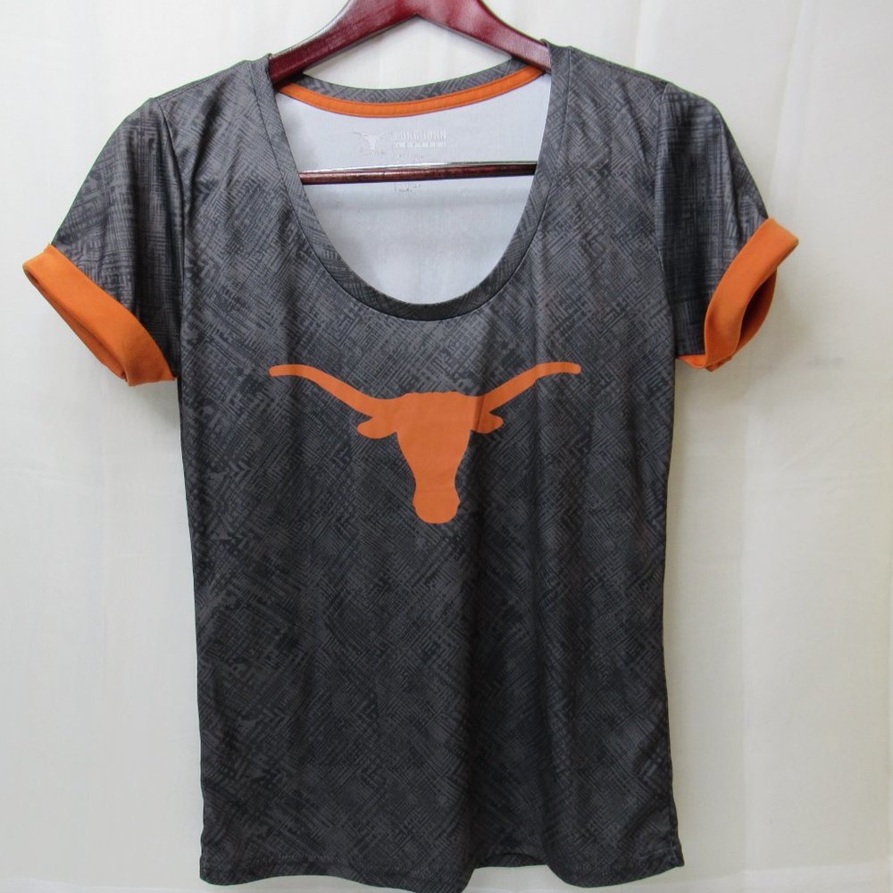 Longhorn Apparel Texas Longhorns Women Small Gray Orange Cap Sleeve Shirt Bevo G